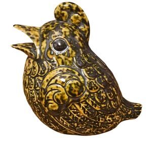 Vintage Glazed Ceramic Bird W Shaker Holes - Farmhouse Chicken Hen (gg296)